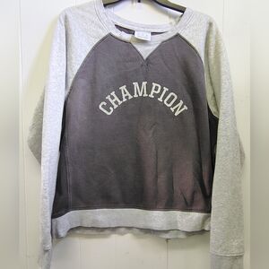 Champion Two-Tone Crewneck Sweatshirt - Gray/Charcoal Ladies Size L